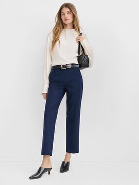 High Waist Skinny Ankle Pants Navy Blue Size 4 Loft Womens Trousers